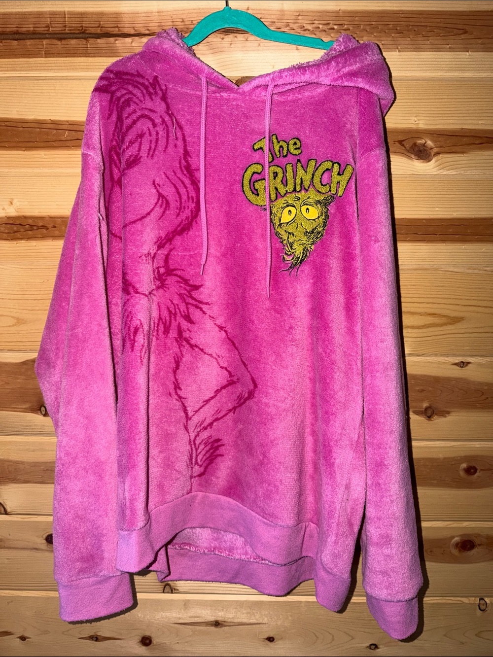 The Grinch Plush Fleece Hooded Sweatshirt - Pink